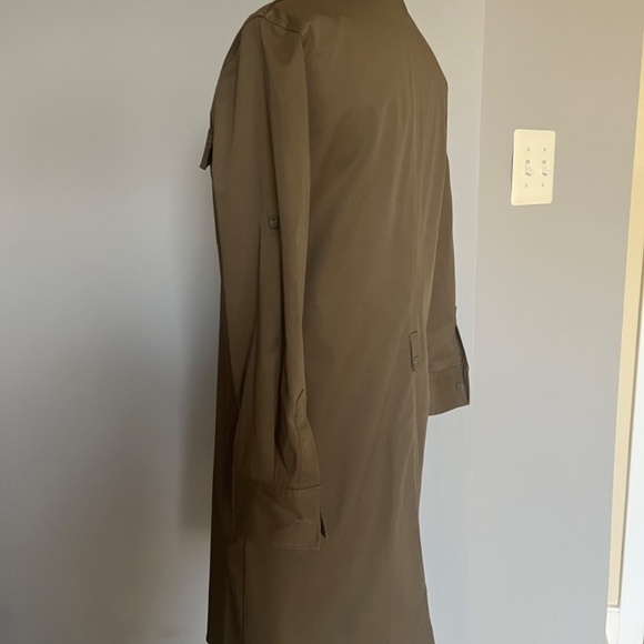 Theory Military Green Long Roll up Sleeve Button Up Cotton Casual Collared Dress - Picture 6 of 11